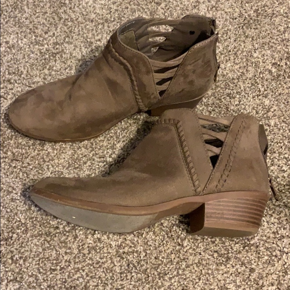 Brown suede booties
